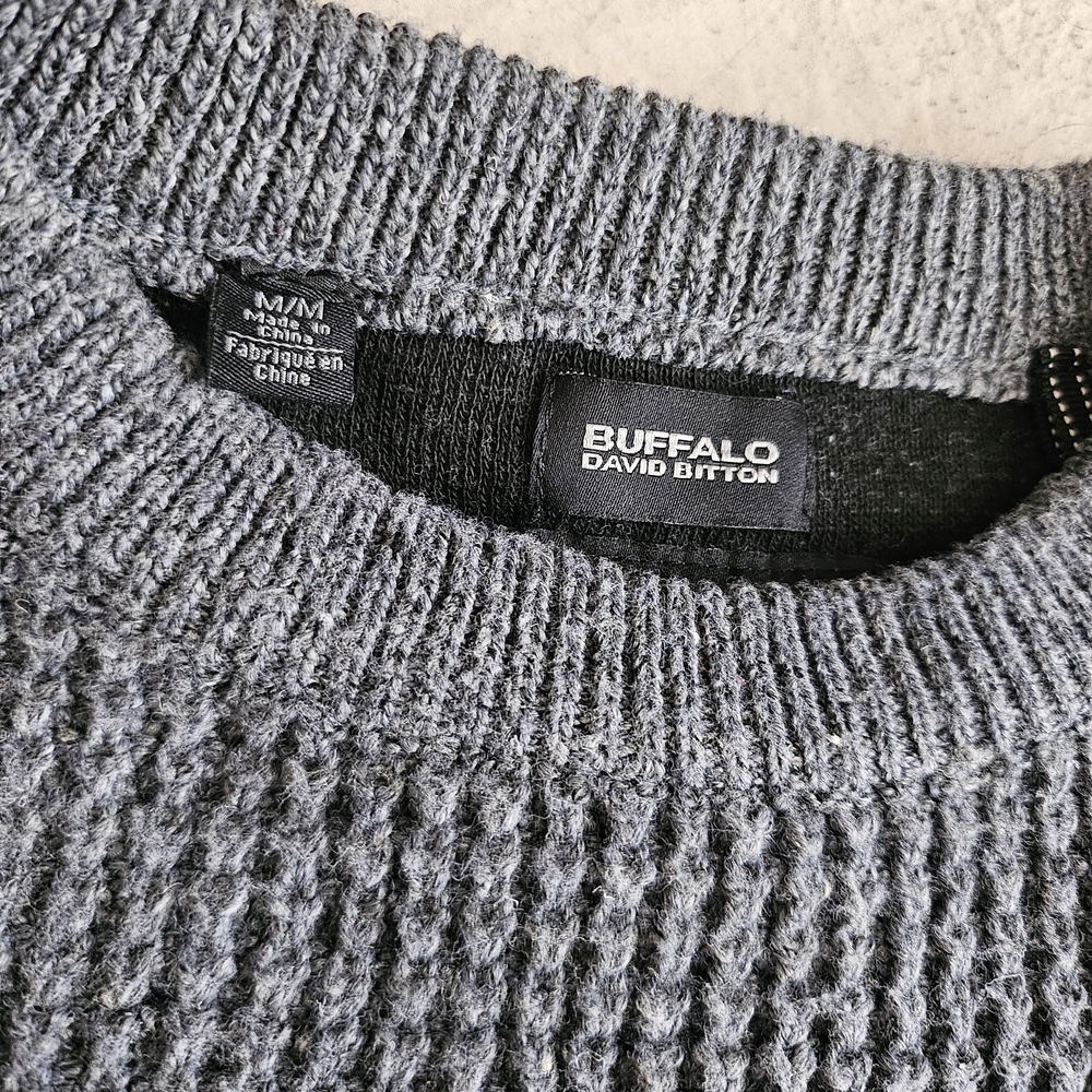 Buffalo David Bitton Men's Textured Gray Crewneck Sweater
